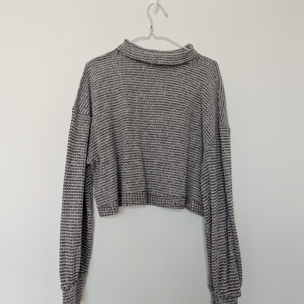 Free People Gray Cowl Neck Sweater Chunky Knit - Picture 3 of 8